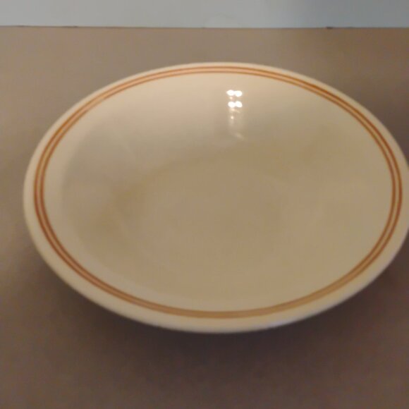 Mt Clemens Pottery Serving Bowl Tan Band Rim - Picture 2 of 4